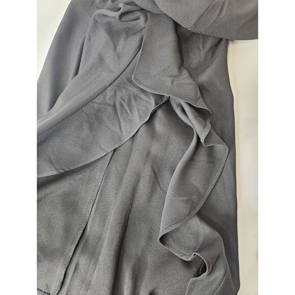 Venus Flowy Ruffle Flare Side Slit Pants Black Women’s Size 6 Beach Vacation - Picture 7 of 7